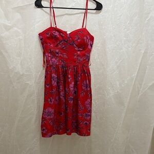 Elegant Red Floral Women's Dress